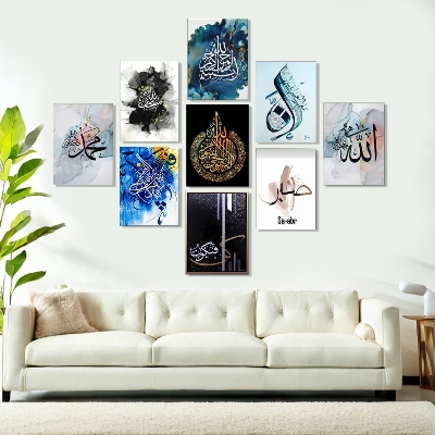 Picture of Home Decor PVC Wallboard Set 9pcs 6x8 Inch Wall Posters with Double-Sided Tape Easy Setup Wall Canvas Art for Living Spaces