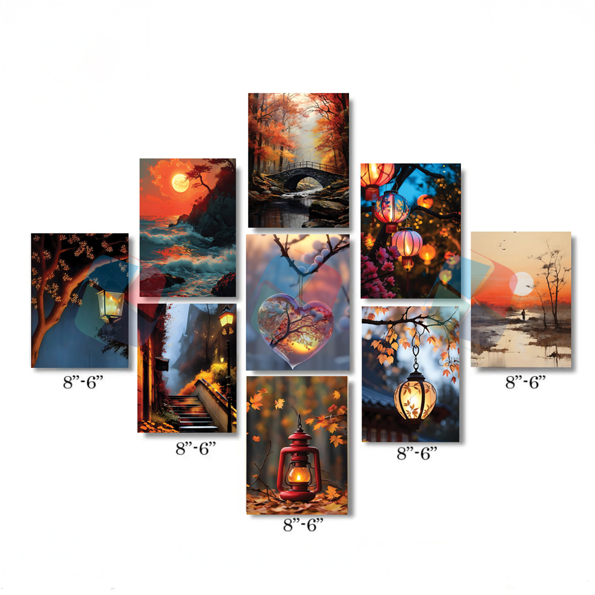 Picture of Wall Decor 9 Piece PVC Combo Set for Home and Office 6x8 Inch