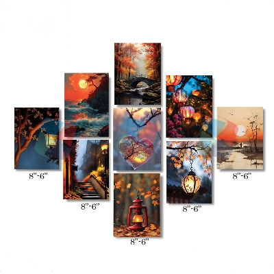 Picture of Wall Decor 9 Piece PVC Combo Set for Home and Office 6x8 Inch