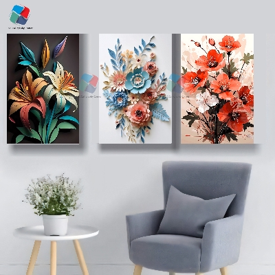 Picture of Pvc board Wall Poster 3 pcs Home Decoration with 3 mm Board Most Unique Combo Wallboard wall decor easy to set up