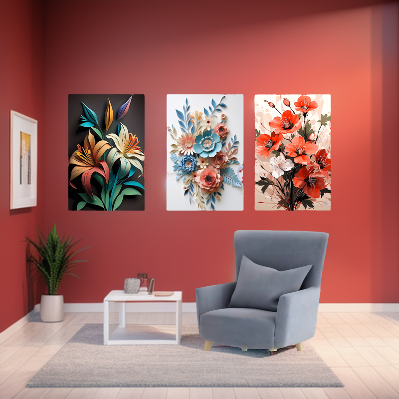 Picture of Pvc board Wall Poster 3 pcs Home Decoration with 3 mm Board Most Unique Combo Wallboard wall decor easy to set up
