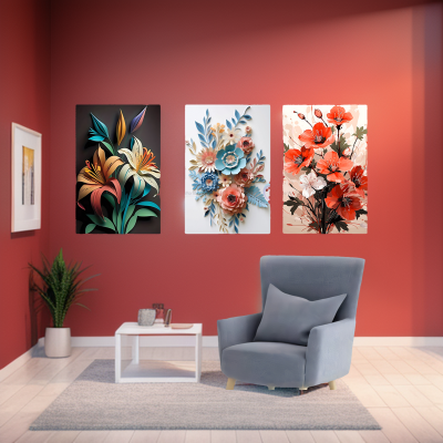 Picture of Pvc board Wall Poster 3 pcs Home Decoration with 3 mm Board Most Unique Combo Wallboard wall decor easy to set up
