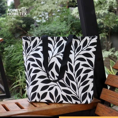 Buy Canvas Tote Bag with Zipper, Black & White, (14"x16")  Best Price In Bangladesh