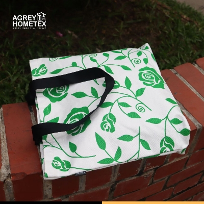 Buy Canvas Tote Bag with Zipper, Green & White, (14"x16")  Best Price In Bangladesh