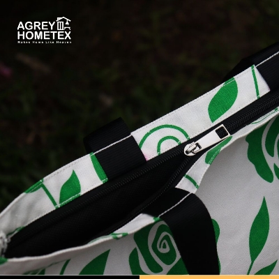 Buy Canvas Tote Bag with Zipper, Green & White, (14"x16")  Best Price In Bangladesh