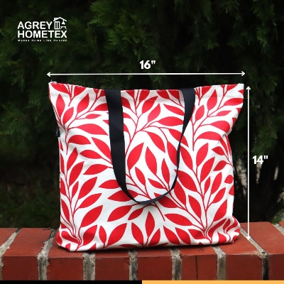Buy Canvas Tote Bag with Zipper, Red & White, (14"x16")   Best Price In Bangladesh