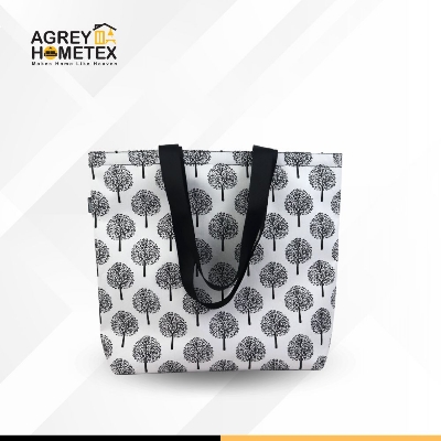 Buy Canvas Tote Bag with Zipper, Black & White, (14"x16")  Best Price In Bangladesh