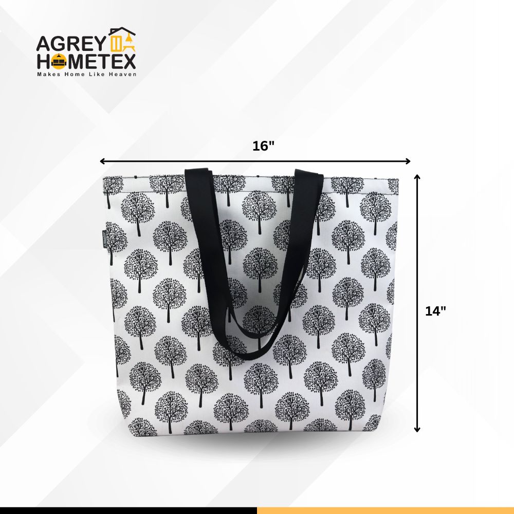 Buy Canvas Tote Bag with Zipper, Black & White, (14"x16")  Best Price In Bangladesh