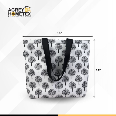 Buy Canvas Tote Bag with Zipper, Black & White, (14"x16")  Best Price In Bangladesh