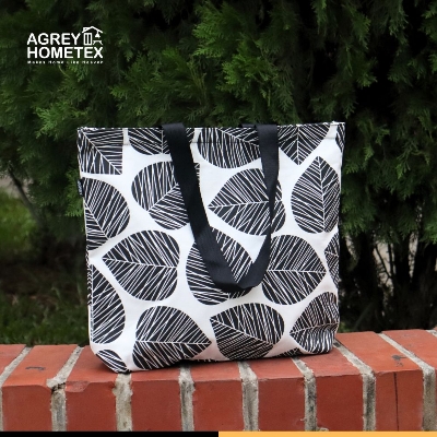 Buy Canvas Tote Bag with Zipper, Black & White, (14"x16")  Best Price In Bangladesh