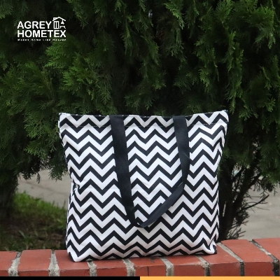 Buy Canvas Tote Bag with Zipper, Black & White, (14"x16")  Best Price In Bangladesh