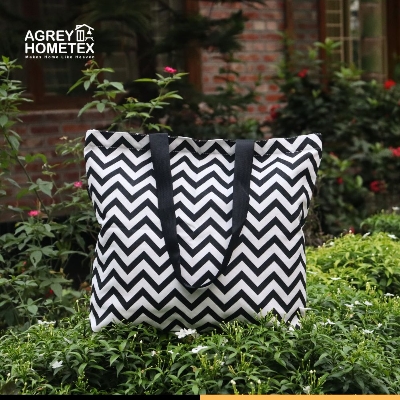 Buy Canvas Tote Bag with Zipper, Black & White, (14"x16")  Best Price In Bangladesh