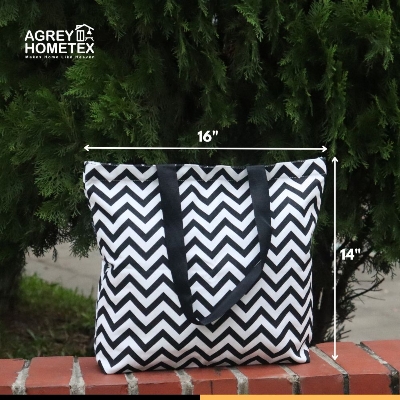 Buy Canvas Tote Bag with Zipper, Black & White, (14"x16")  Best Price In Bangladesh