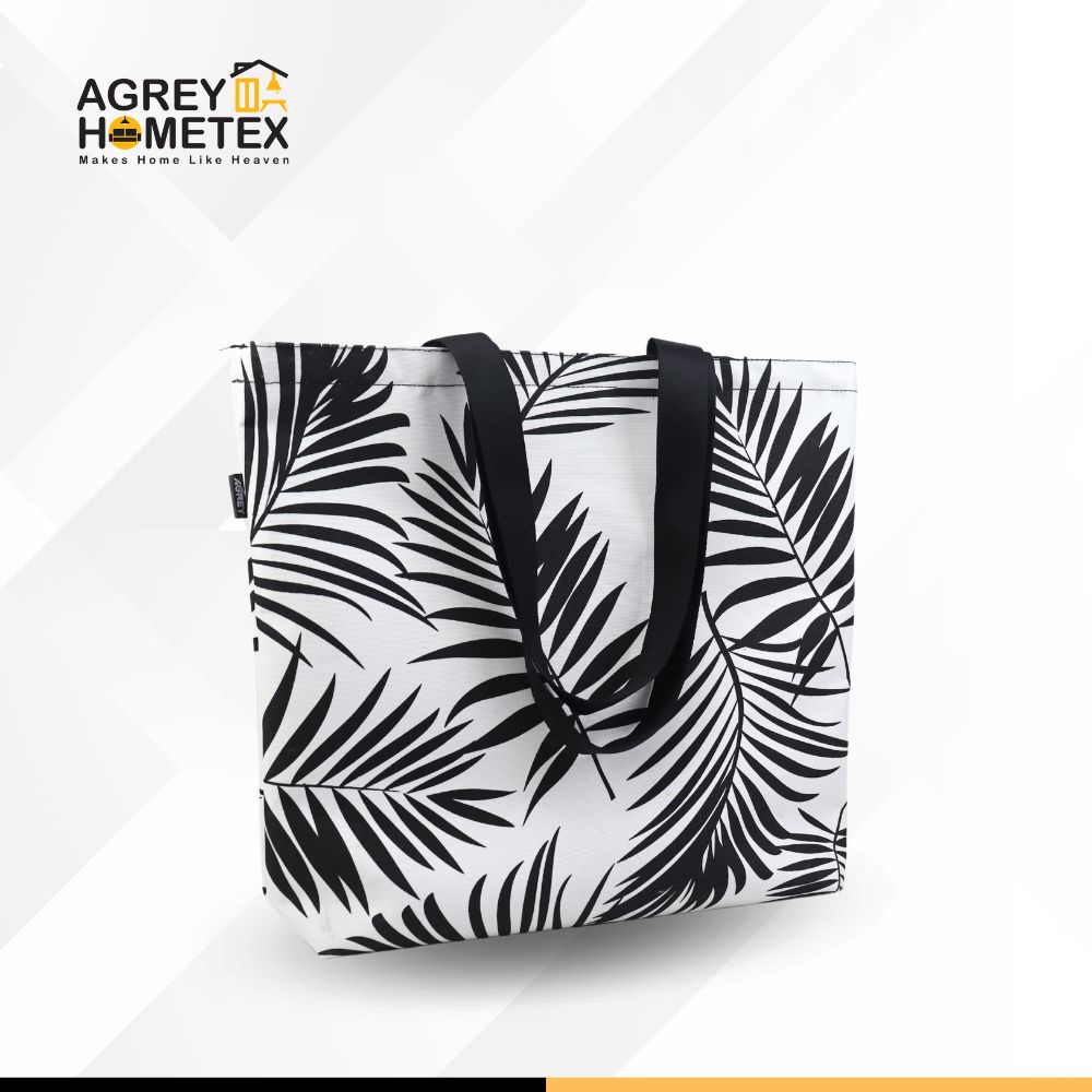 Buy Canvas Tote Bag with Zipper, Black & White, (14"x16") Best Price In Bangladesh