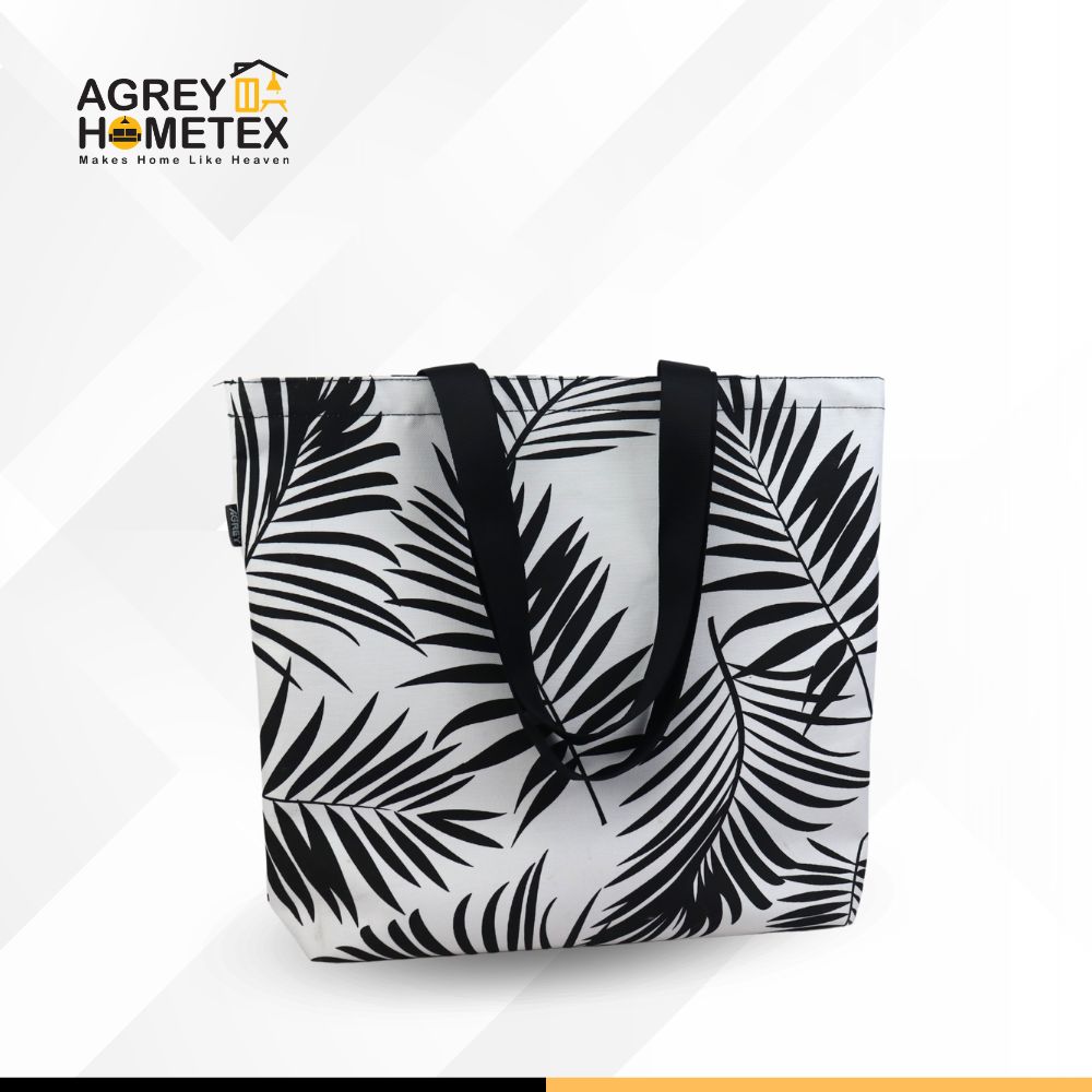Buy Canvas Tote Bag with Zipper, Black & White, (14"x16") Best Price In Bangladesh