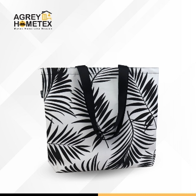 Buy Canvas Tote Bag with Zipper, Black & White, (14"x16") Best Price In Bangladesh