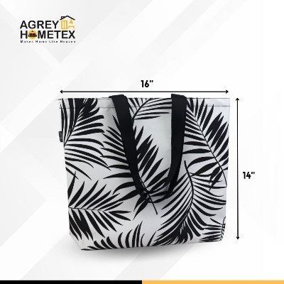 Buy Canvas Tote Bag with Zipper, Black & White, (14"x16") Best Price In Bangladesh