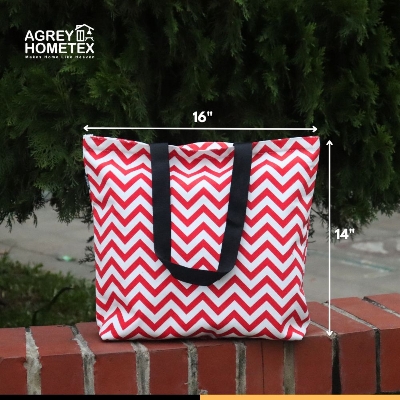 Buy  Canvas Tote Bag with Zipper, Red & White, (14"x16")  Best Price In Bangladesh