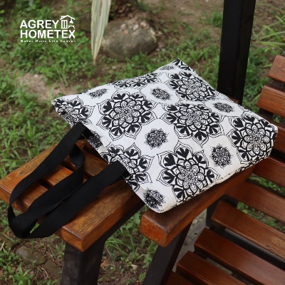 Buy  Canvas Tote Bag with Zipper, Black & White, (14"x16")  Best Price In Bangladesh
