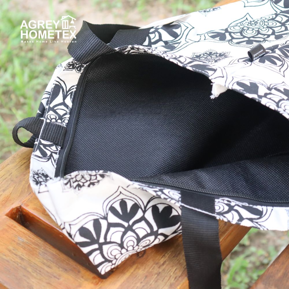 Buy  Canvas Tote Bag with Zipper, Black & White, (14"x16")  Best Price In Bangladesh