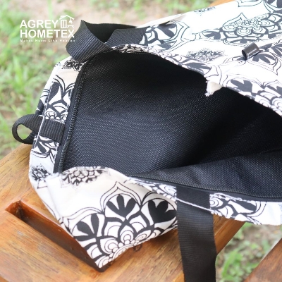 Buy  Canvas Tote Bag with Zipper, Black & White, (14"x16")  Best Price In Bangladesh