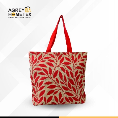 Buy Jute Tote Bag with Zipper, Natural & Red, (14"x16") Best Price In Bangladesh