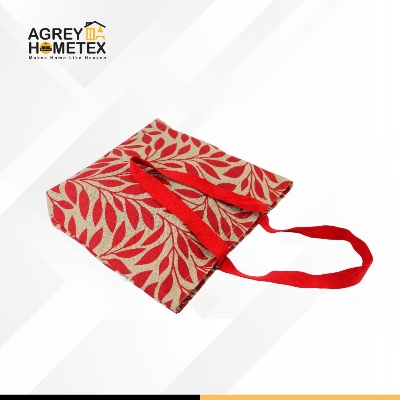 Buy Jute Tote Bag with Zipper, Natural & Red, (14"x16") Best Price In Bangladesh