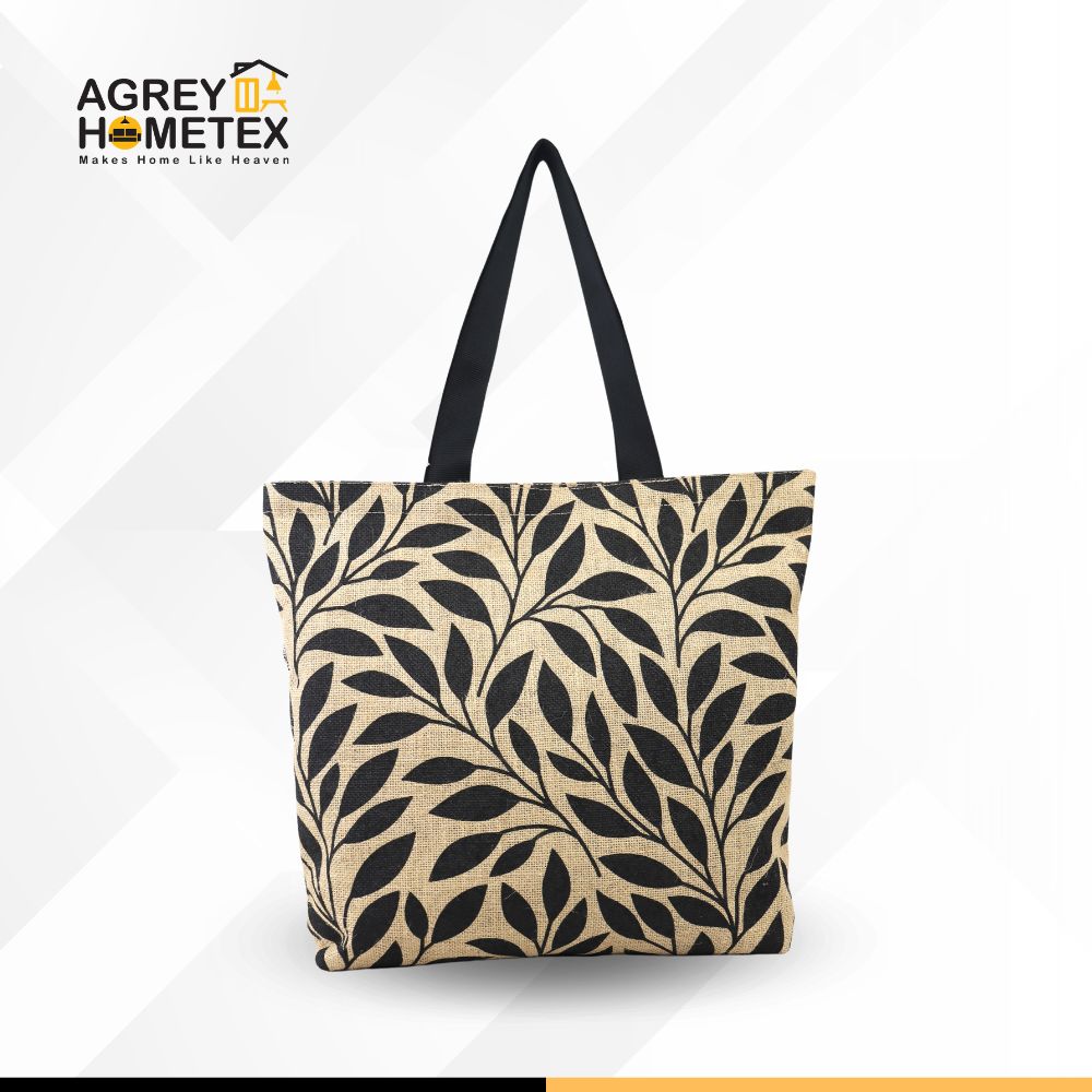 Buy Jute Tote Bag with Zipper, Natural & Black, (14"x16") Best Price In Bangladesh