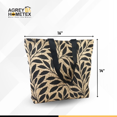 Buy Jute Tote Bag with Zipper, Natural & Black, (14"x16") Best Price In Bangladesh