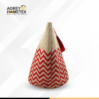 Buy Round Jute Tote Bag with Zipper, Natural & Red, (14"x16") Best Price In Bangladesh