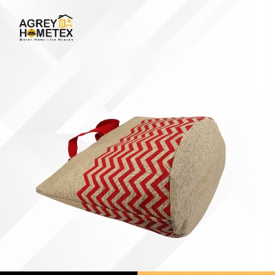 Buy Round Jute Tote Bag with Zipper, Natural & Red, (14"x16") Best Price In Bangladesh