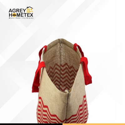 Buy Round Jute Tote Bag with Zipper, Natural & Red, (14"x16") Best Price In Bangladesh