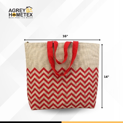 Buy Jute Tote Bag with Zipper, Black & White, (14"x16") Best Price In Bangladesh