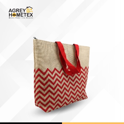 Buy Jute Tote Bag with Zipper, Black & White, (14"x16") Best Price In Bangladesh