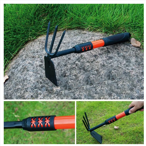 Picture of Multifunction Double Use Steel Handle Flexible Gardening Cultivator Weeding Hoe with 3 Tines Fork
