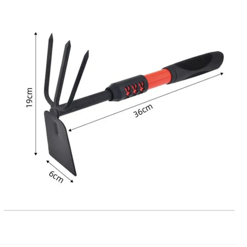 Picture of Multifunction Double Use Steel Handle Flexible Gardening Cultivator Weeding Hoe with 3 Tines Fork