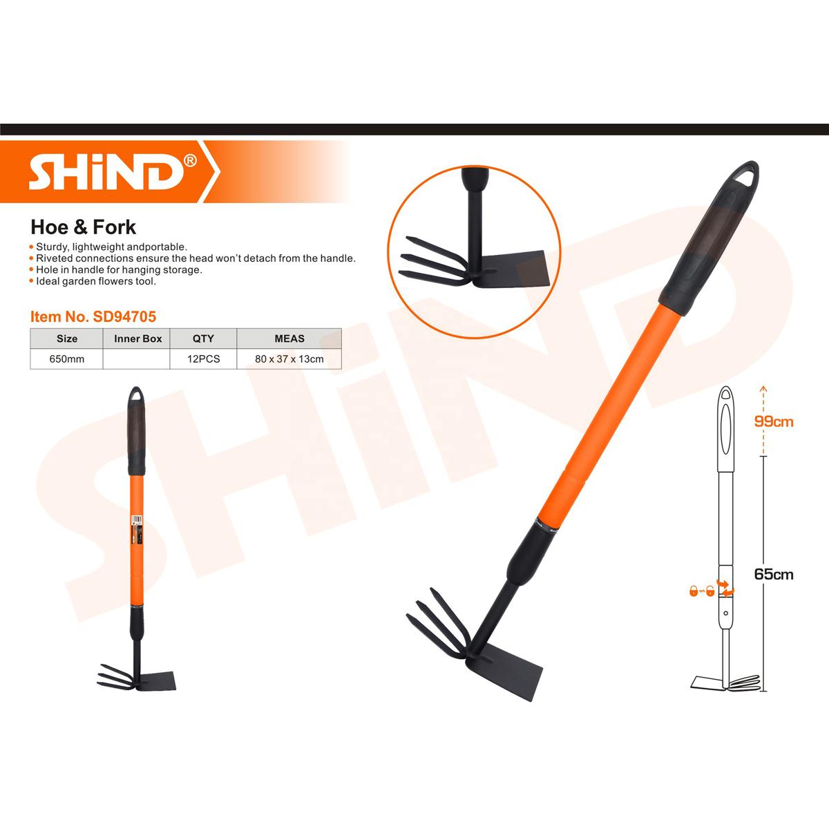 Picture of Multifunction Double Use Steel Handle Flexible Gardening Cultivator Weeding Hoe with 3 Tines Fork
