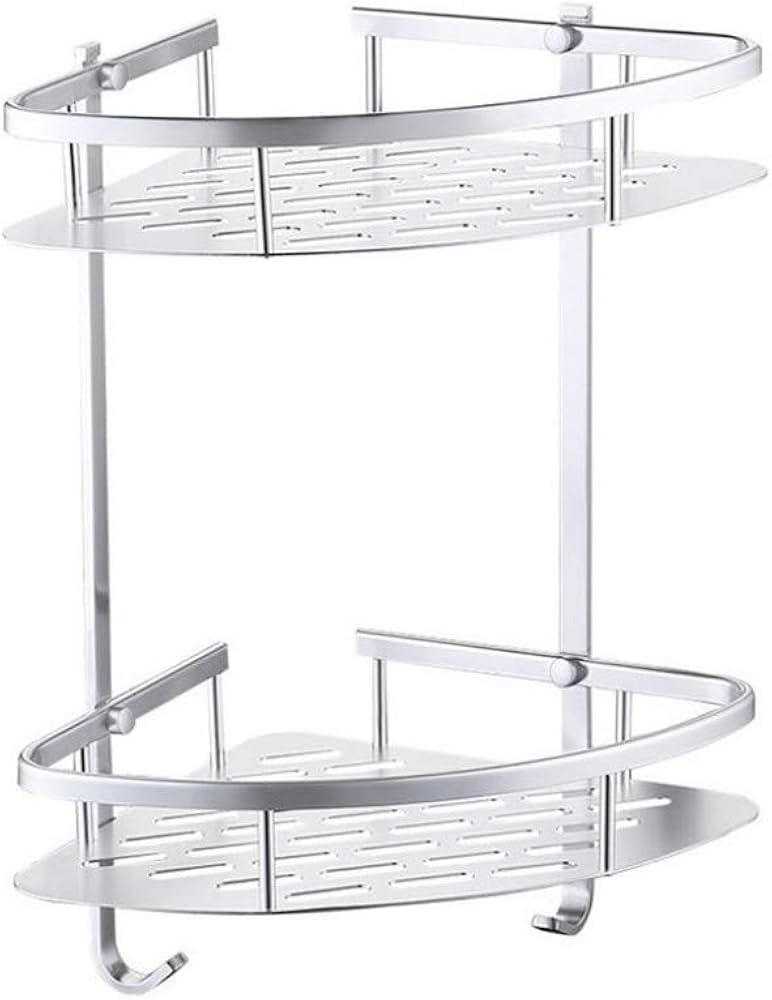 Picture of Double Layer Corner Shower Caddy Wall Mounted Bathroom Shelf Organizer for Toilet, Bedroom and Kitchen