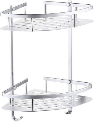 Picture of Double Layer Corner Shower Caddy Wall Mounted Bathroom Shelf Organizer for Toilet, Bedroom and Kitchen