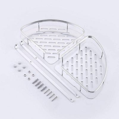 Picture of Double Layer Corner Shower Caddy Wall Mounted Bathroom Shelf Organizer for Toilet, Bedroom and Kitchen
