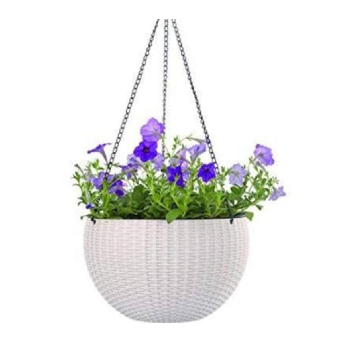 Picture of Hanging plastic flower pot European style 21cm White