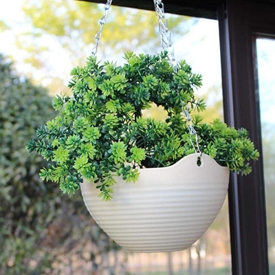 Picture of Plant pot White 1 Pcs hanging balcony hanging flower pot self watering hanging baskets for plants outdoor
