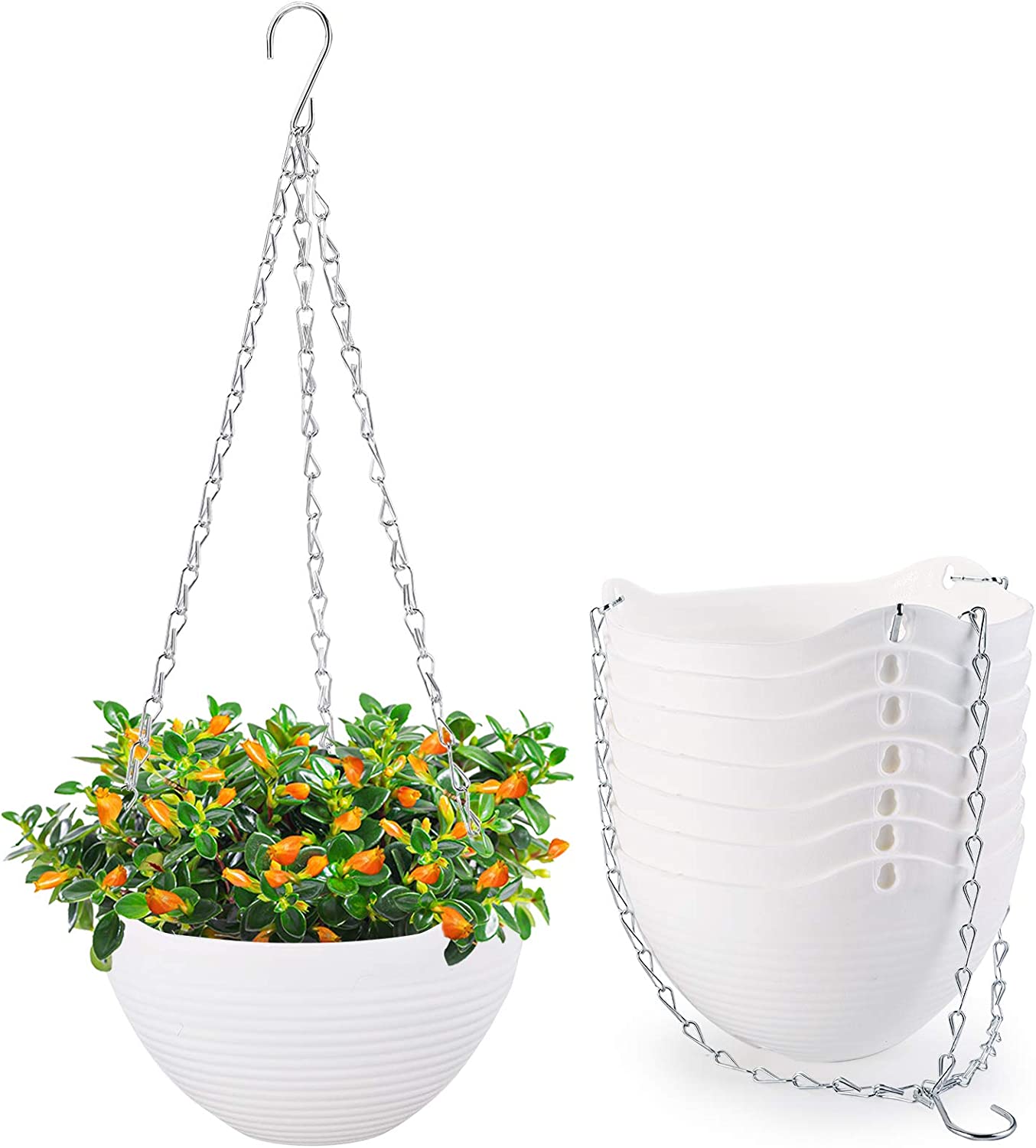 Picture of Plant pot White 1 Pcs hanging balcony hanging flower pot self watering hanging baskets for plants outdoor