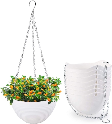 Picture of Plant pot White 1 Pcs hanging balcony hanging flower pot self watering hanging baskets for plants outdoor