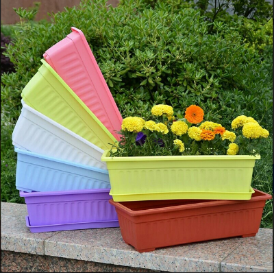 Picture of 1 Pcs Flower Window Pp Resin Rectangular Window Planters Vegetables Growing Container Garden Flower Plant Pot for Balcony with Tray 1 Pcs