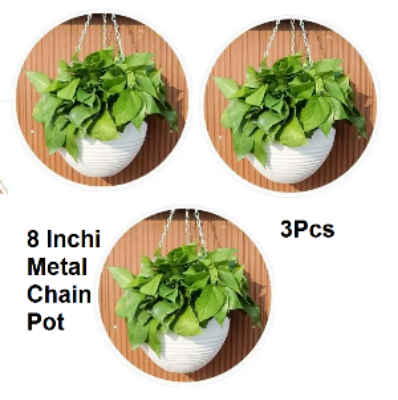 Picture of 8 inch Hanging Planter Pots,Self-Watering Round Hanging Basket with Water Tray and Metal Chain
