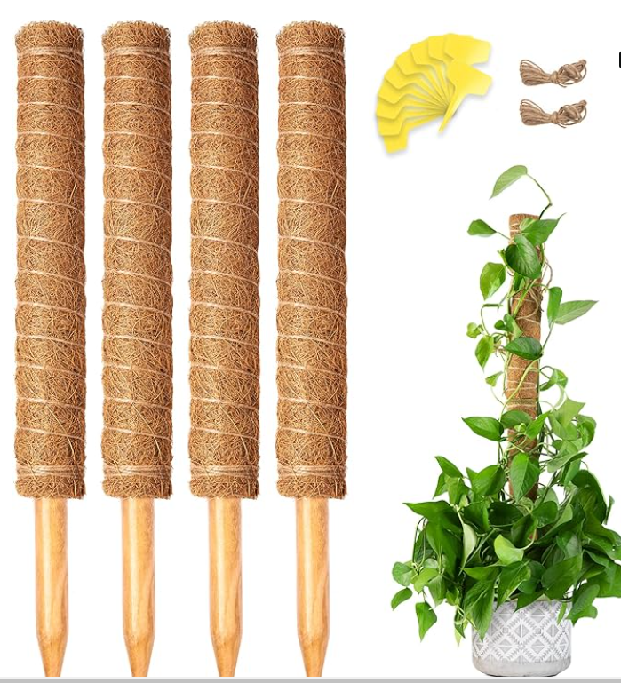 Picture of 5 Packs of 12-Inch Coconut Shell Totem Poles-Coconut Shell Moss Sticks, Suitable for Plant Support Expansion