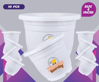 Picture of Flower Pot-4 inchi modern tob White 10 pcs