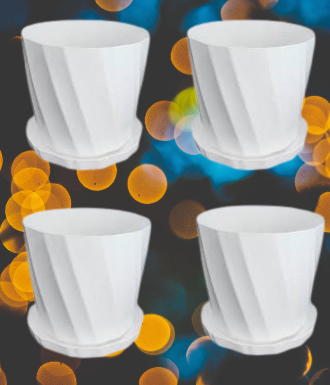 Picture of Camelia White Planter 4 Inchi 4 Pcs with Tray