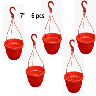 Picture of 7 inch hanging red coler sp gerden pot 6 pcs